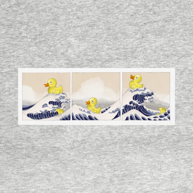 Bath ducks in distress - freely based on Hokusai II by LeahHa